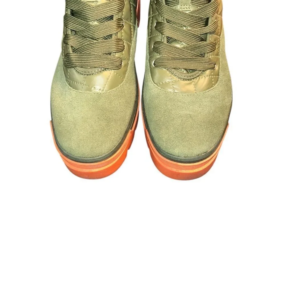 Keds Quilted Green High-Tops with Vibrant Orange Soles(Size 9)